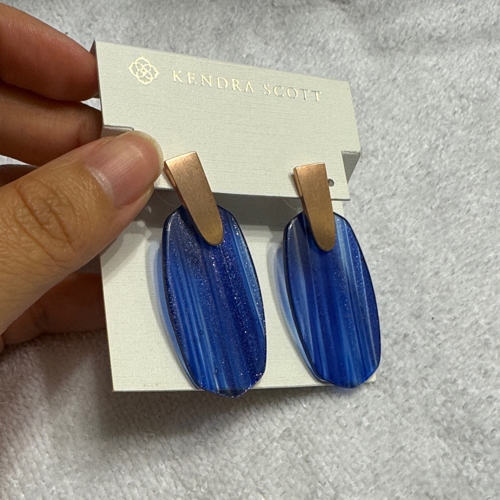 Kendra Scott Cobalt and Gold Drop Earrings